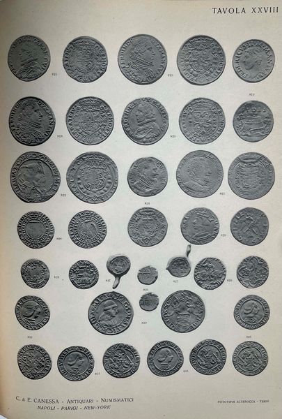 CANESSA C. & E. Collezione del fu Comm. ENRICO CARUSO. Monete e medaglie in oro, greche, romane, medioevali e moderne italiane ed estere, medaglie papali, italiane ed estere. Napoli, 28 giugno 1923.  - Asta Numismatica - Associazione Nazionale - Case d'Asta italiane