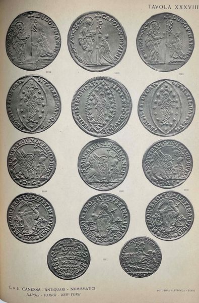 CANESSA C. & E. Collezione del fu Comm. ENRICO CARUSO. Monete e medaglie in oro, greche, romane, medioevali e moderne italiane ed estere, medaglie papali, italiane ed estere. Napoli, 28 giugno 1923.  - Asta Numismatica - Associazione Nazionale - Case d'Asta italiane