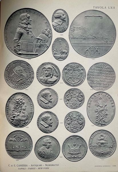 CANESSA C. & E. Collezione del fu Comm. ENRICO CARUSO. Monete e medaglie in oro, greche, romane, medioevali e moderne italiane ed estere, medaglie papali, italiane ed estere. Napoli, 28 giugno 1923.  - Asta Numismatica - Associazione Nazionale - Case d'Asta italiane