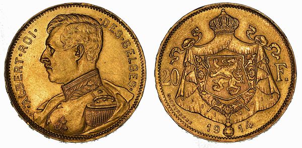 BELGIO. ALBERT I, 1909-1934. 20 Francs 1914. Bruxelles.  - Asta Numismatica - Associazione Nazionale - Case d'Asta italiane