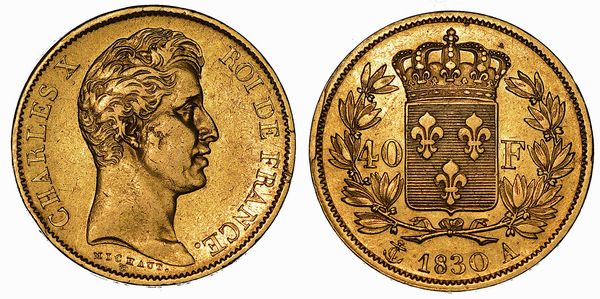 FRANCIA. CHARLES X, 1824-1830. 40 Francs 1830. Paris.  - Asta Numismatica - Associazione Nazionale - Case d'Asta italiane