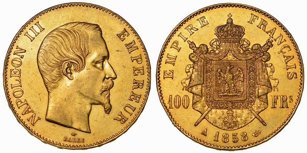 FRANCIA. NAPOLEON III, 1852-1870. 100 Francs 1858. Parigi.  - Asta Numismatica - Associazione Nazionale - Case d'Asta italiane