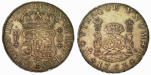 MESSICO. CARLOS III, 1759-1788. 8 Reales 1763. Citt del Messico.  - Asta Numismatica - Associazione Nazionale - Case d'Asta italiane