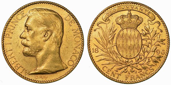 MONACO. ALBERT I, 1889-1922. 100 Francs 1896.  - Asta Numismatica - Associazione Nazionale - Case d'Asta italiane
