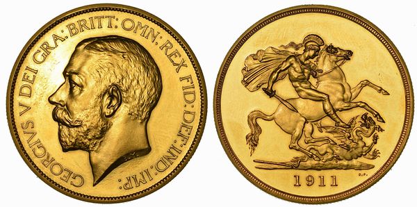 REGNO UNITO. GEORGE V, 1910-1936. 5 Pounds 1911. Londra (Proof).  - Asta Numismatica - Associazione Nazionale - Case d'Asta italiane