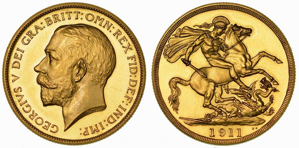 REGNO UNITO. GEORGE V, 1910-1936. 2 Pounds 1911. Londra (Proof).  - Asta Numismatica - Associazione Nazionale - Case d'Asta italiane