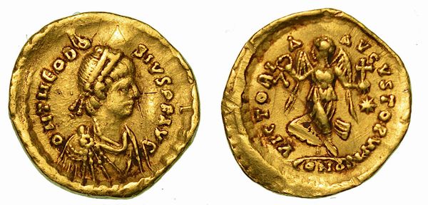 TURCHIA (IMPERO ROMANO D'ORIENTE). TEODOSIO II, 402-450. Tremisse. Costantinopoli, anni  402-450.  - Asta Numismatica - Associazione Nazionale - Case d'Asta italiane