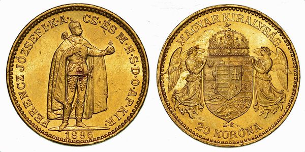 UNGHERIA. FRANZ JOSEPH, 1848-1916. 20 Korona 1896.  - Asta Numismatica - Associazione Nazionale - Case d'Asta italiane