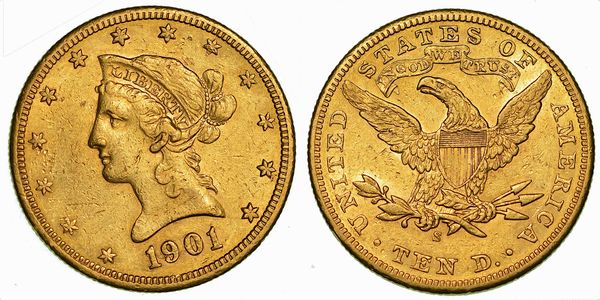 USA. REPUBLIC. 10 Dollars 1901. San Francisco.  - Asta Numismatica - Associazione Nazionale - Case d'Asta italiane