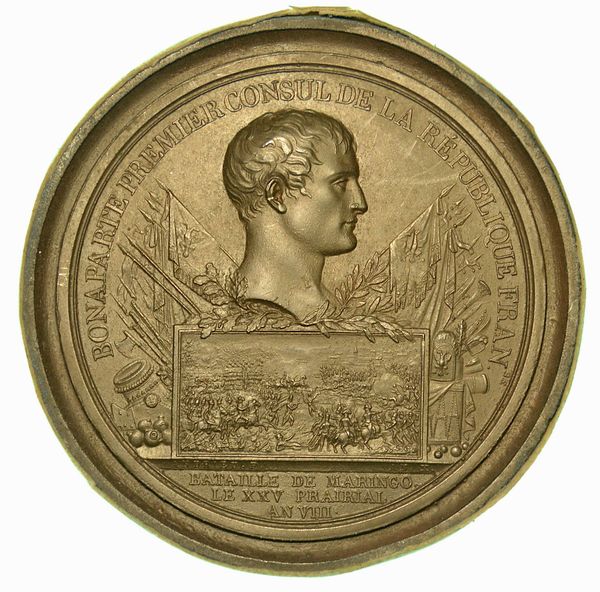 NAPOLEONE I, 1805-1814. Placchetta uniface (Galvano) in bronzo. Battaglia di Marengo, Anno VIII (1800).  - Asta Numismatica - Associazione Nazionale - Case d'Asta italiane