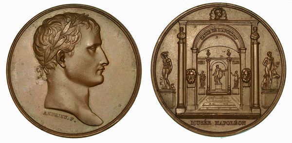 MUSEO DEL LOUVRE - GALERIE D'APOLLON. Medaglia in bronzo 1804.  - Asta Numismatica - Associazione Nazionale - Case d'Asta italiane