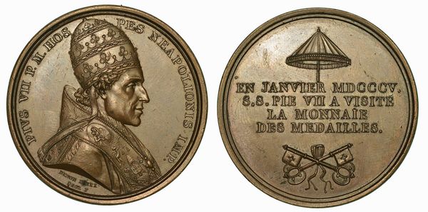 VISITA DI PIO VII ALLA ZECCA DI PARIGI. Medaglia in bronzo 1805.  - Asta Numismatica - Associazione Nazionale - Case d'Asta italiane