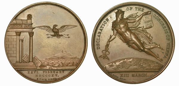 REGNO UNITO. DICHIARAZIONE DEL CONGRESSO DI VIENNA. Medaglia in bronzo 1815. Londra.  - Asta Numismatica - Associazione Nazionale - Case d'Asta italiane