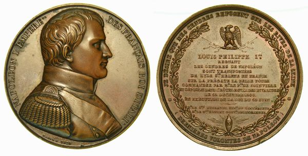 TRASLAZIONE DELLE CENERI DI NAPOLEONE, FINE DELLE CERIMONIE. Medaglia in bronzo 1840.  - Asta Numismatica - Associazione Nazionale - Case d'Asta italiane
