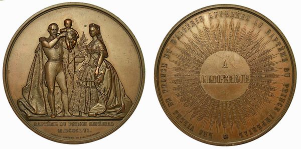 FRANCIA. NAPOLEONE III, 1805-1814. BATTESIMO DEL PRINCIPE IMPERIALE. Medaglia in bronzo 1856. Riconio.  - Asta Numismatica - Associazione Nazionale - Case d'Asta italiane