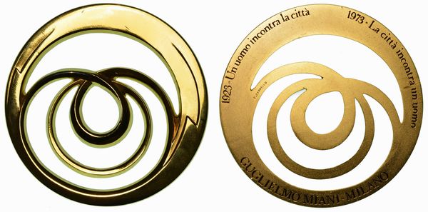 CARMELO CAPPELLO, 1912-1996. Medaglia scultura in bronzo dorato.  - Asta Numismatica - Associazione Nazionale - Case d'Asta italiane