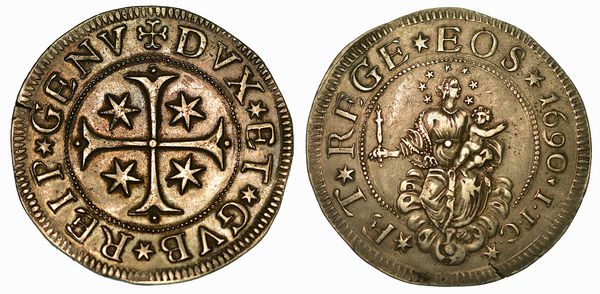 GENOVA. DOGI BIENNALI, 1528-1797. Mezzo scudo largo 1690.  - Asta Numismatica - Associazione Nazionale - Case d'Asta italiane