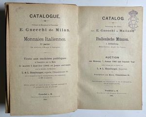HAMBURGER L. & L. Catalog - Sammlung des Herrn Cav. E. GNECCHI in Mailand. Italienische Munzen. Francoforte, 1902-1903.  - Asta Numismatica - Associazione Nazionale - Case d'Asta italiane