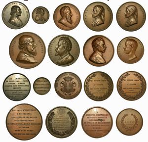 ITALIA. Lotto di nove medaglie in bronzo del 1800.  - Asta Numismatica - Associazione Nazionale - Case d'Asta italiane