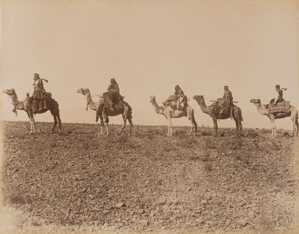 Félix Bonfils : Chameliers en marche dance le d�sert ; vue g�n�rale Assiut  - Asta Fotografia: Under 1K - Associazione Nazionale - Case d'Asta italiane