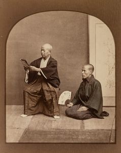 Raimund Von Stillfried, Attribuito a - Senza titolo (Notabile con giornale e suo servitore con ventaglio)