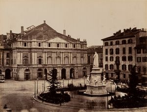Anonimo - Milano, Monumento a Leonardo da Vinci e Teatro alla Scala