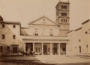 Gustave Eugène Chauffourier, Attribuito a - Facciata della Chiesa di S. Cecilia in Trastevere