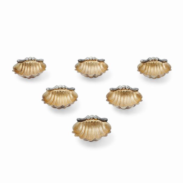 Petochi : Sei salierine in argento, Italia, XX secolo  - Asta Argenti dal XVIII al XX secolo - Associazione Nazionale - Case d'Asta italiane