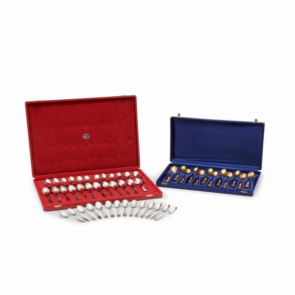 Tre servizi di cucchiai da caff�, Italia, XX secolo  - Asta Argenti dal XVIII al XX secolo - Associazione Nazionale - Case d'Asta italiane