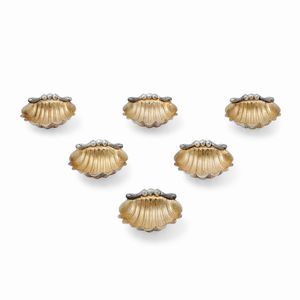 Petochi - Sei salierine in argento, Italia, XX secolo