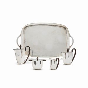 Miracoli - Servizio da t caffe in argento, con vassoio, XX secolo