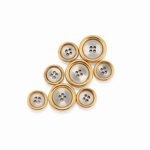 bulgari - Otto bottoni in oro giallo 18k e acciaio