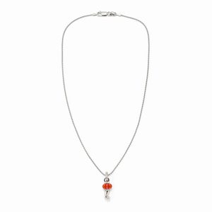 CHANTECLER - Collana in oro bianco 18k, diamanti e corallo