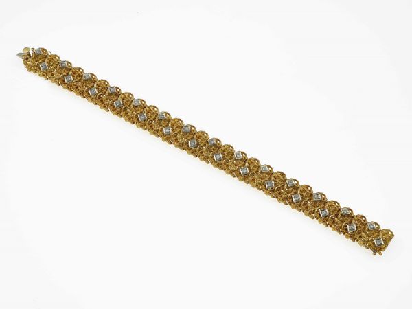 Bracciale con diamanti taglio huit-huit, oro giallo  - Asta Fine jewels - Associazione Nazionale - Case d'Asta italiane