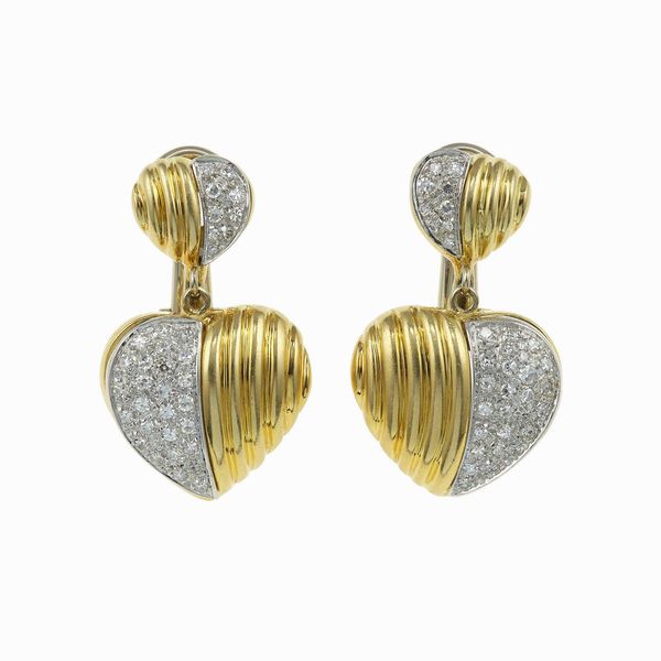 Orecchini con diamanti per ct 1.00 circa  - Asta Fine jewels - Associazione Nazionale - Case d'Asta italiane