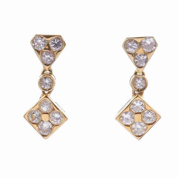 Orecchini con piccoli diamanti taglio huit-huit  - Asta Fine jewels - Associazione Nazionale - Case d'Asta italiane