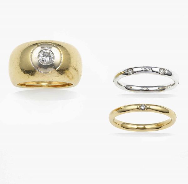 Pomellato. Lotto composto da due anelli modello Lucciole ed un anello a fascia  - Asta Fine jewels - Associazione Nazionale - Case d'Asta italiane