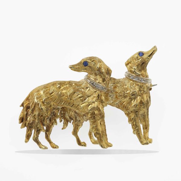 M. Buccellati. Spilla raffigurante due cani  - Asta Fine jewels - Associazione Nazionale - Case d'Asta italiane