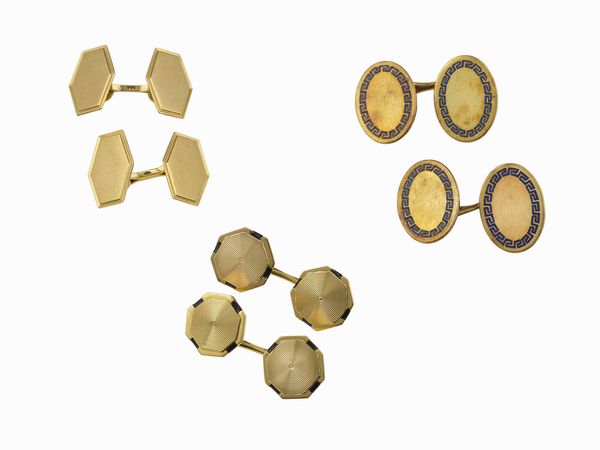 Lotto composto da tre paia di bottoni da polso  - Asta Fine jewels - Associazione Nazionale - Case d'Asta italiane