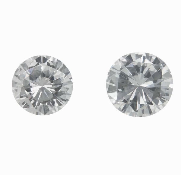 Diamante taglio brillante di ct 1.64, colore F, caratteristiche interne VS1, fluorescenza none e diamante taglio brillante di ct 2.13, colore H, caratteristiche interne�VS1, fluorescenza none  - Asta Fine jewels - Associazione Nazionale - Case d'Asta italiane