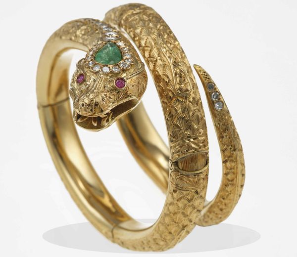 Bracciale serpente con smeraldo, diamanti e rubini  - Asta Fine jewels - Associazione Nazionale - Case d'Asta italiane