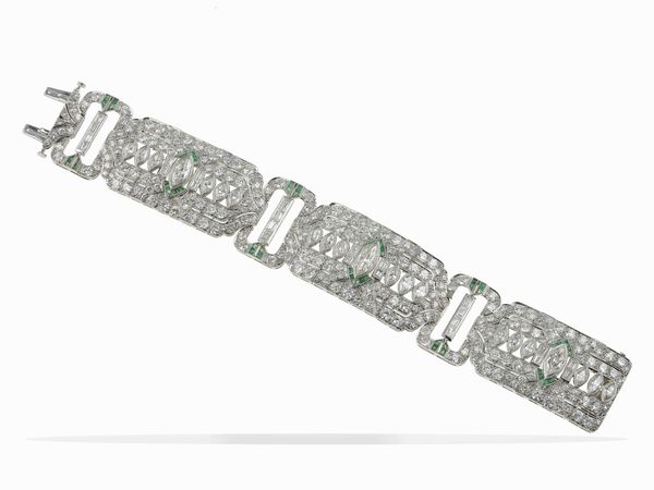 Bracciale con diamanti e smeraldi  - Asta Fine jewels - Associazione Nazionale - Case d'Asta italiane