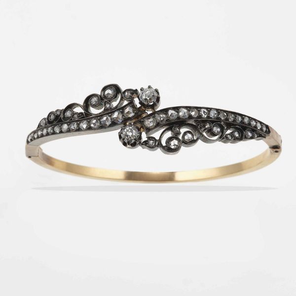 Bracciale rigido con diamanti di vecchio taglio  - Asta Fine jewels - Associazione Nazionale - Case d'Asta italiane