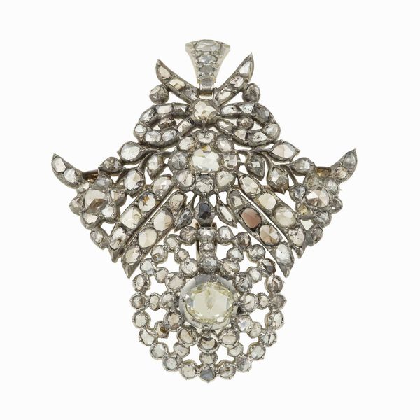 Devant de corsage con diamanti taglio rosa  - Asta Fine jewels - Associazione Nazionale - Case d'Asta italiane