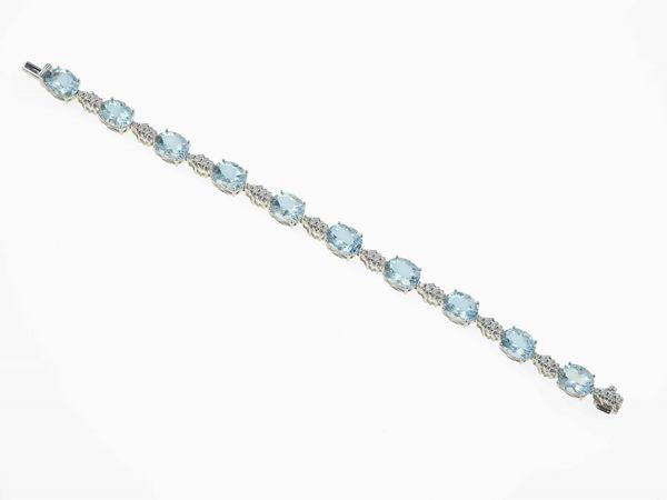 Bracciale con acquemarine e diamanti  - Asta Fine jewels - Associazione Nazionale - Case d'Asta italiane