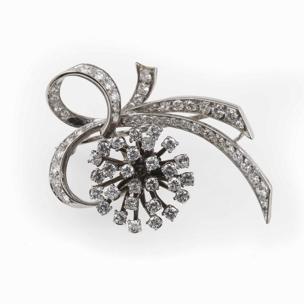 Spilla en-tremblant con diamanti  - Asta Fine jewels - Associazione Nazionale - Case d'Asta italiane