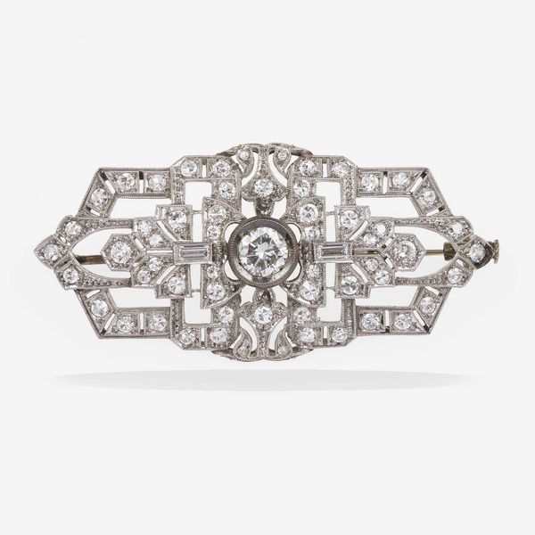 Spilla con diamanti di vecchio taglio  - Asta Fine jewels - Associazione Nazionale - Case d'Asta italiane