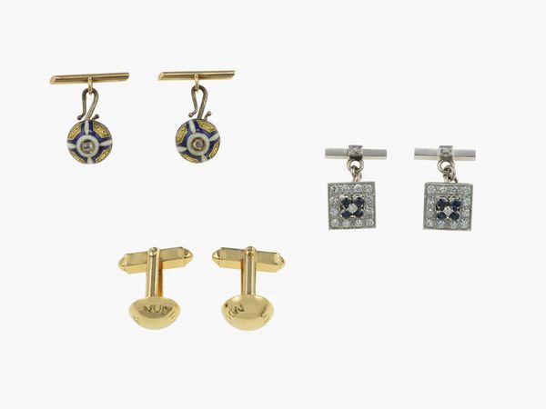 Lotto composto da tre paia di bottoni da polso di cui uno firmato Louis Vuitton  - Asta Fine jewels - Associazione Nazionale - Case d'Asta italiane