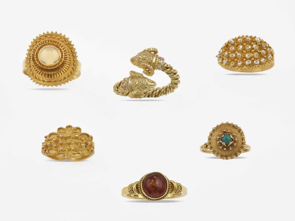 Lotto composto da sei anelli, manifattura sarda  - Asta Fine jewels - Associazione Nazionale - Case d'Asta italiane