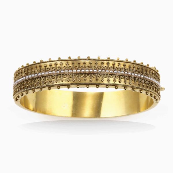 Bracciale rigido con piccole perle  - Asta Fine jewels - Associazione Nazionale - Case d'Asta italiane